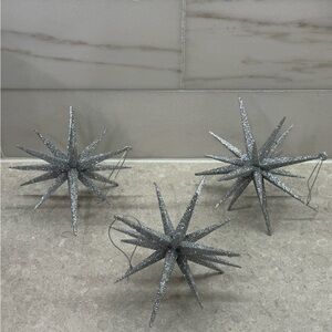 Set of 3 Silver Star Ornaments